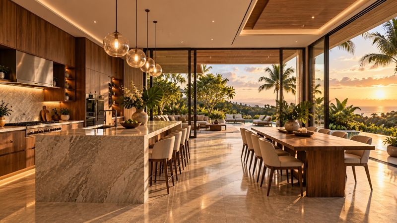 Open-plan kitchen and dining